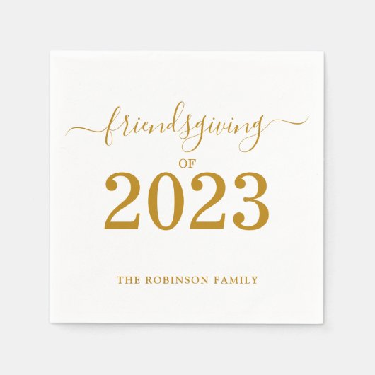 Freundschaft zum 2023 Gold Script Erntedank Serviette (Vorderseite)