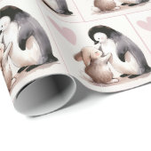 Freundschaft zwischen Bunny und Penguin Geschenkpapier (Rolleneckpunkt)