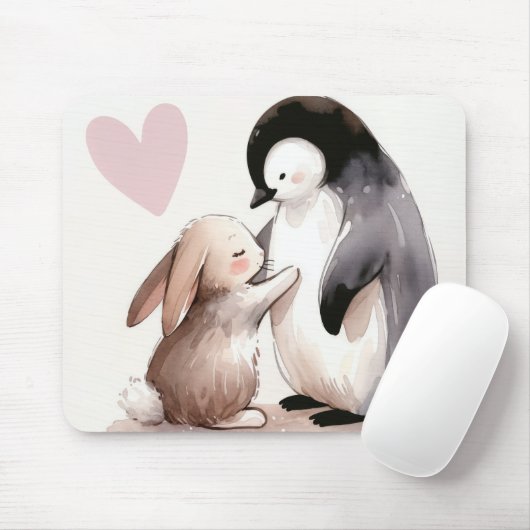 Freundschaft zwischen Bunny und Penguin Mousepad (Mit Mouse)
