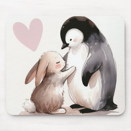 Freundschaft zwischen Bunny und Penguin Mousepad (Vorne)