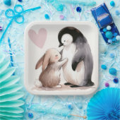 Freundschaft zwischen Bunny und Penguin Pappteller (Party)