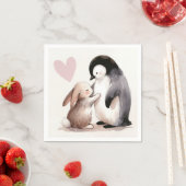 Freundschaft zwischen Bunny und Penguin Serviette (Beispiel)