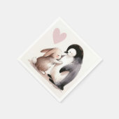 Freundschaft zwischen Bunny und Penguin Serviette (Ecke)