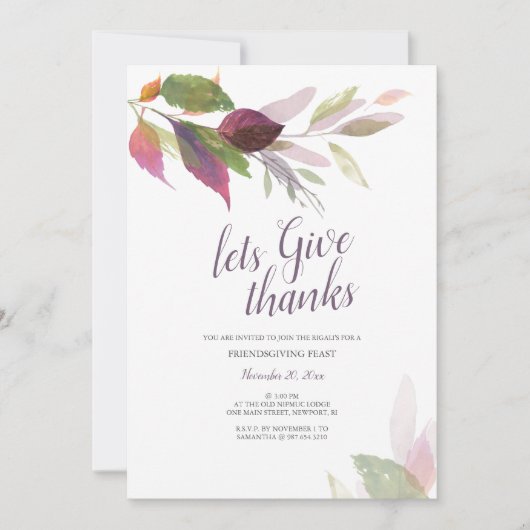 Freundschaftlicher Erntedank Einladung Herbstlaub (Vorderseite)