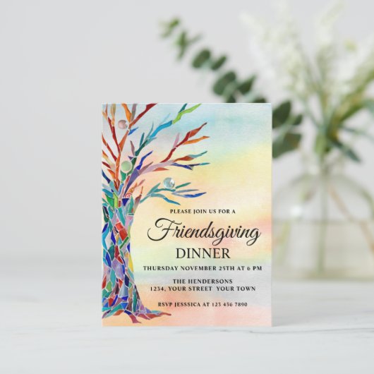 Freundschaftliches Abendessen Einladungspostkarte (Stehend Vorderseite)