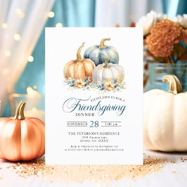 Freundschaftliches Dinner Blue Orange Gold Pumpkin Einladung