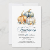 Freundschaftliches Dinner Blue Orange Gold Pumpkin Einladung (Vorderseite)