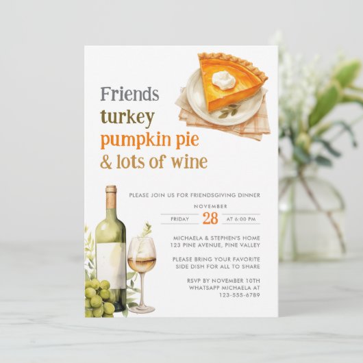 Freundschaftliches Kürbiskuchen zum Abendessen Einladung (Stehend Vorderseite)