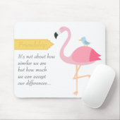 Freundschafts-Cartoon: Rosa Flamingo mit blauem Mousepad (Mit Mouse)