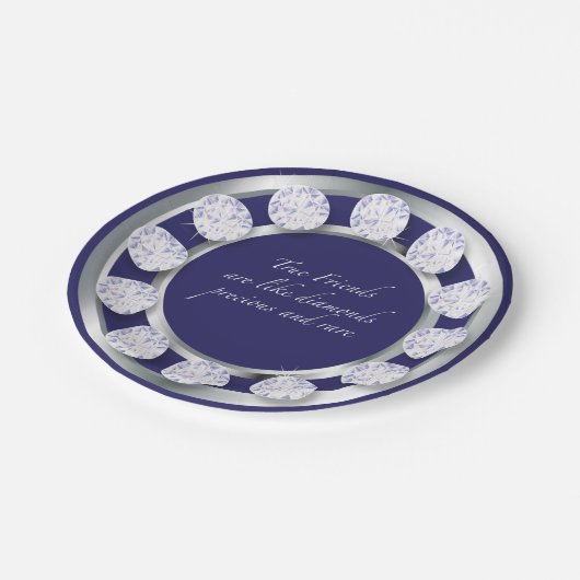 Freundschafts-Diamanten Pappteller (Schrägansicht)