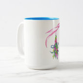 Freundschafts-Pflanzen-Blau 15 Unze Zwei-Ton Tasse (Vorderseite Links)