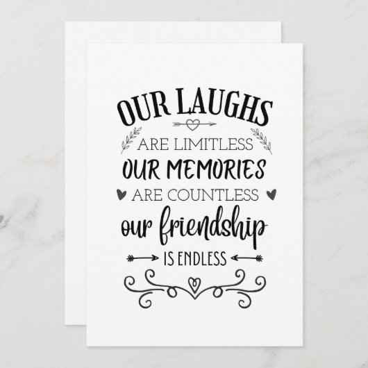 Freundschaftsangebot, aussagekräftiges, spezielles feiertagskarte (Vorne/Hinten)