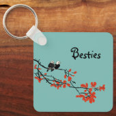 Freundschaftsangebot Zitat zwei Vögel Red Leaf Mon Schlüsselanhänger (Vorderseite)