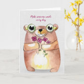 Freundschaftsbär mit Blume Karte (Gelbe Blume)
