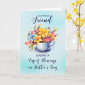 Freundschaftscup und Blume am Muttertag Karte (Gelbe Blume)