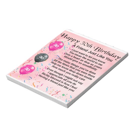 Freundschaftsgedicht - 30. Geburtstag Notizblock (Rotiert)