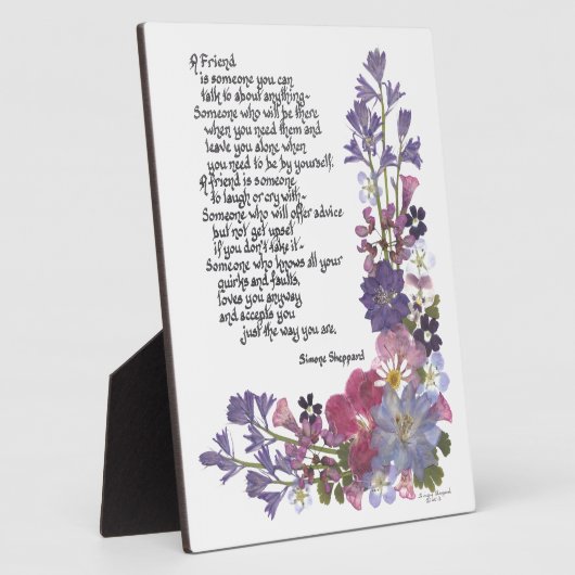 Freundschaftsgedicht Fotoplatte (Seite)