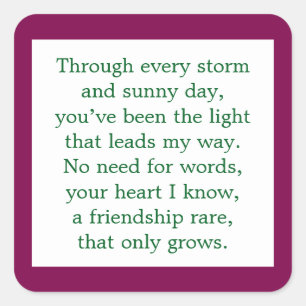 Freundschaftsgedicht Quadratischer Aufkleber