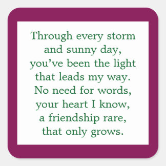 Freundschaftsgedicht Quadratischer Aufkleber