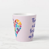 Freundschaftsgeschenk, farbenfrohe Herzen, anpassb Milchtasse (Vorderseite)