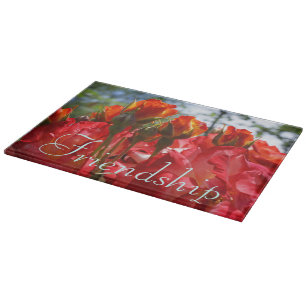 Freundschaftsgeschenke Rote Rosen Glas Schneidbret Schneidebrett