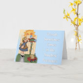 Freundschaftskarte d1 - Mädchen Fütternd Blauvögel Karte (Gelbe Blume)