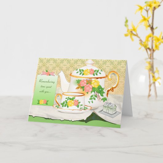 Freundschaftskarte - Teacup & Tee Pot Card Karte (Gelbe Blume)
