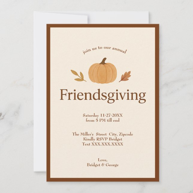 Freundschaftspendende Minimal Pumpkin-Blätter (Vorderseite)