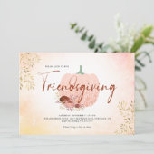 Freundschaftspendende Rose Gold Glitzer Pumpkin Einladung (Stehend Vorderseite)