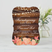 Freundschaftspendende Rustic Fall Pumpkin Einladun Einladung (Stehend Vorderseite)
