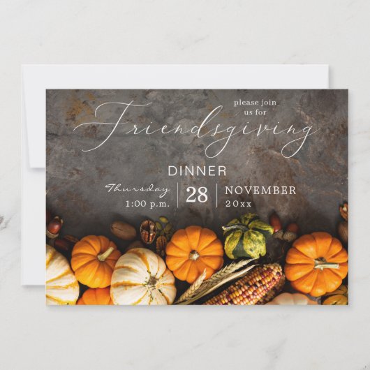 Freundschaftspendendes Erntedank Dinner Pumpkins Einladung (Vorderseite)