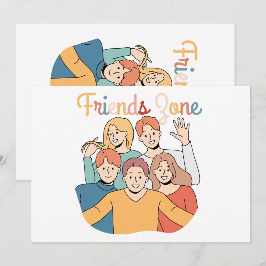 Freundschaftsquadrat Graphic Einladung (Vorne/Hinten)