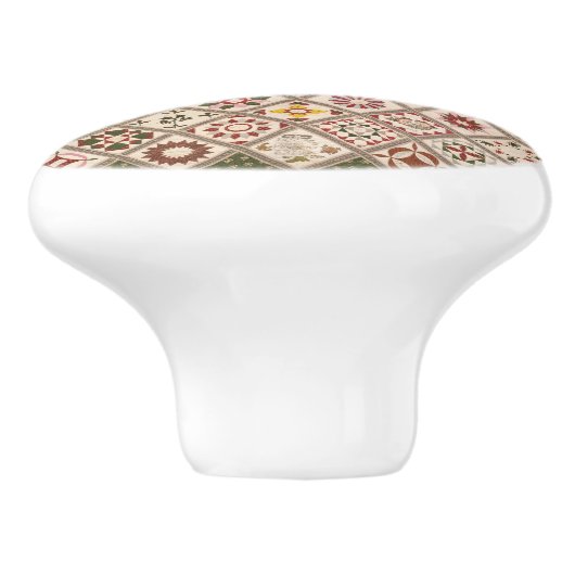 Freundschaftsquilt in gedämpften Farben Keramikknauf (Seitenansicht)