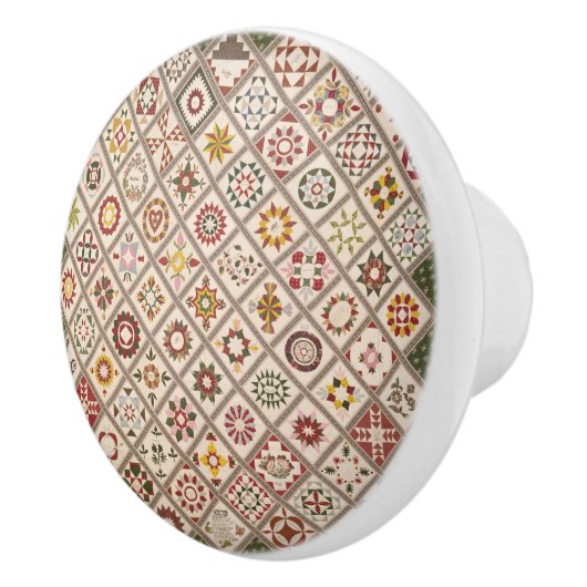 Freundschaftsquilt in gedämpften Farben Keramikknauf (Rechts)