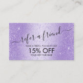 Freundschaftswerbung - Lila Lavender Glitzer Empfehlungskarte (Vorderseite)