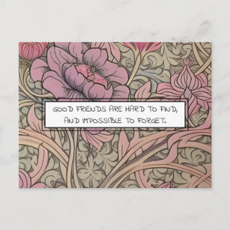 Freundschaftszitat Vintage-Blumenmuster Postkarte