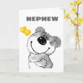 FREUNDTAG ***NEPHEW*** mit NIEDLICHEM TEDDYBEAR Karte (Gelbe Blume)