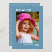 Freut euch! Minimalistisch Blue Foto Weihnachten (Vorne/Hinten)