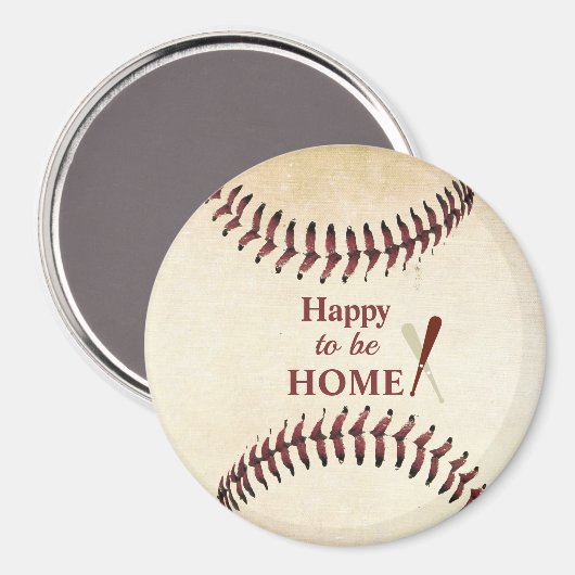 Freut mich, Zuhause Rustic Baseball Strings zu sei Magnet (Vorderseite/Rückseite)