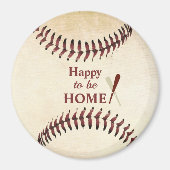 Freut mich, Zuhause Rustic Baseball Strings zu sei Magnet (Vorne)