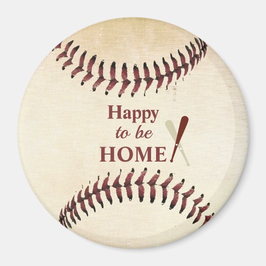 Freut mich, Zuhause Rustic Baseball Strings zu sei Magnet (Vorne)