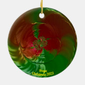FREYA ~ Glossy Red and Green Christmas 2023 Keramik Ornament (Hinten)