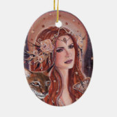 Freya Göttin von Lynx von Renee Lavoie Keramik Ornament (Hinten)