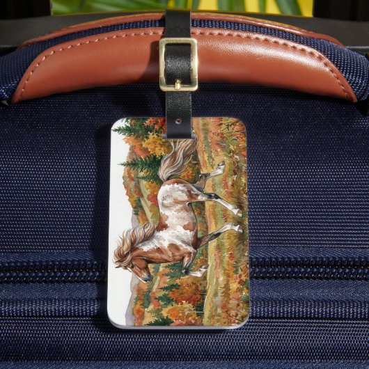 Freya Icelandic Horse in Autumn Forest Gepäckanhänger (Vorderseite Insitu 2)