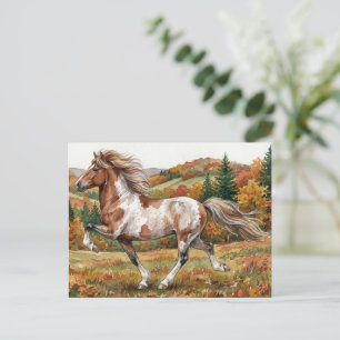 Freya Isländerpferd im Herbstwald Postkarte