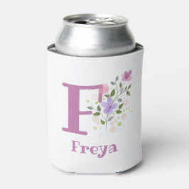 Freya Name mit floralem Design Dosenkühler