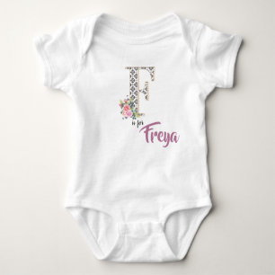 Freya Name Revefit Letter F Floral Romper Baby Strampler