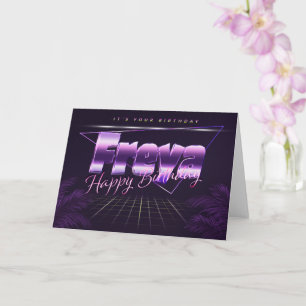 Freya Name Vorname lila retro Karte Geburtstag
