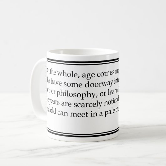 Freya Stark-Alters-Zitat Kaffeetasse (Vorderseite Links)