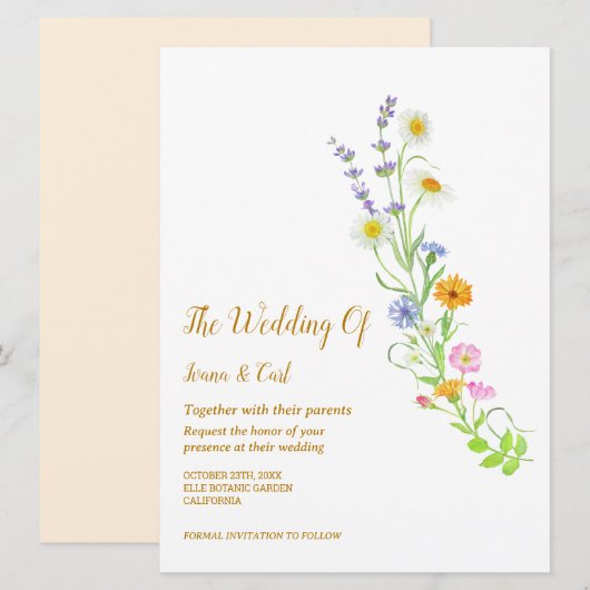 FREYA Wildblume Simple Wedding Einladung (Vorne/Hinten)